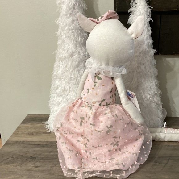 NEW! FARMHOUSE SPRING STUFFED PIG IN PINK FLORAL GOWN & BALLERINA SLIPPERS - Picture 6 of 12